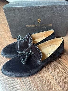 ASOS Black Velvet Tassel Slip-On Loafers